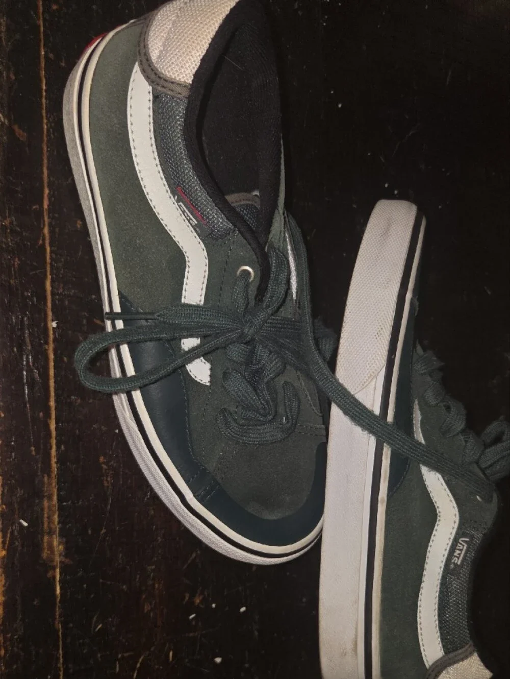 Youth Dark Green Suede Low-Top Sneakers with White Stripe